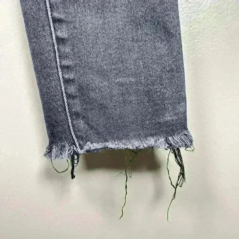 DENIM FORUM Black Vintage Wash Raw Hem Jeans Nico Midrise Skinny Crop 28 - Picture 2 of 10